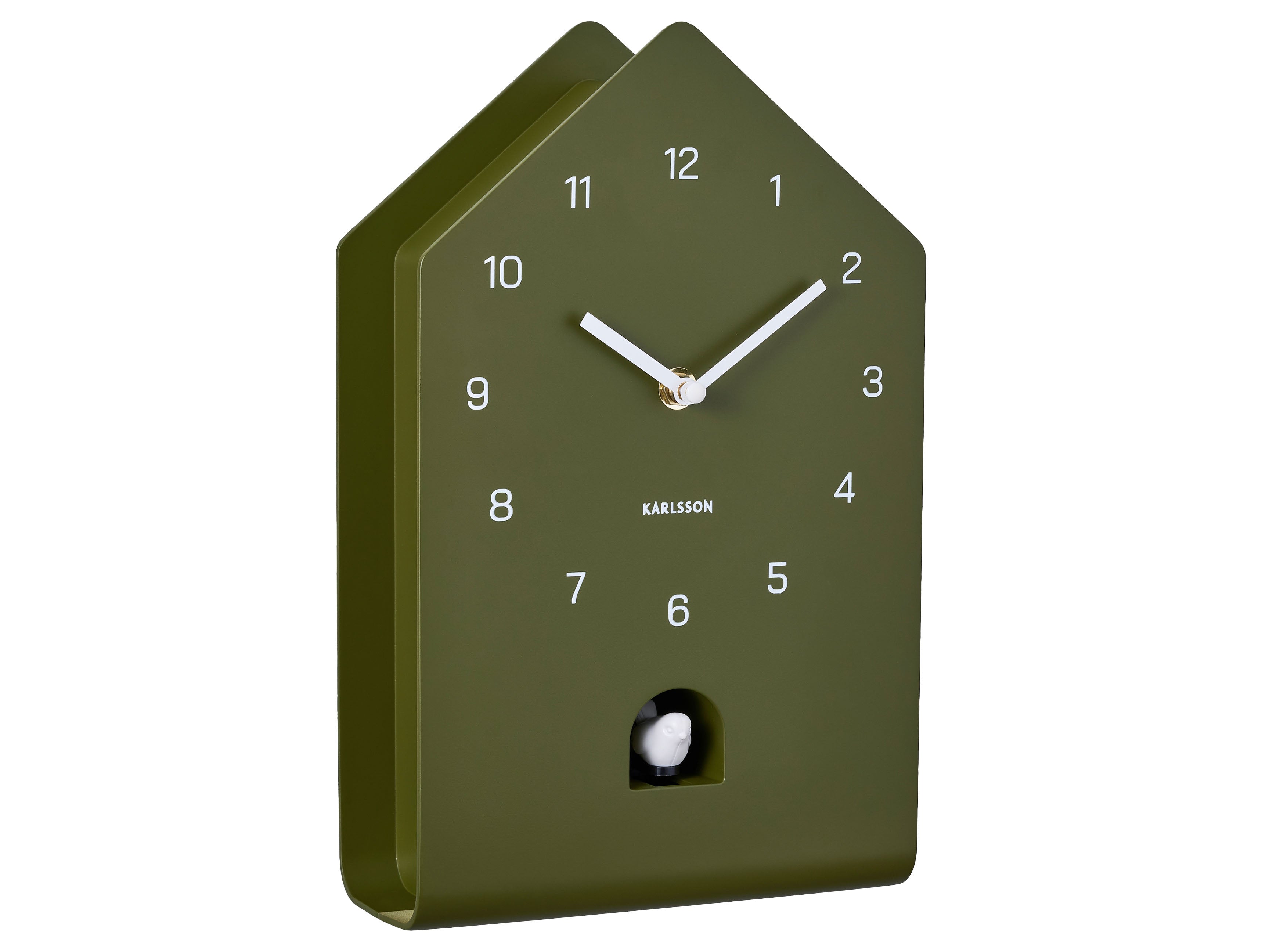 Horloge murale coucou Karlsson vert foncé avec cadran et trappe de coucou