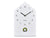 Horloge murale blanche avec ouverture de coucou ouverte, cadran et aiguilles à chiffres arabes