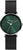 Montre femme Jacob Jensen avec cadran vert et bracelet en cuir noir