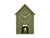 Horloge murale niche pour chien, verte avec figurine dorée et toit en bois