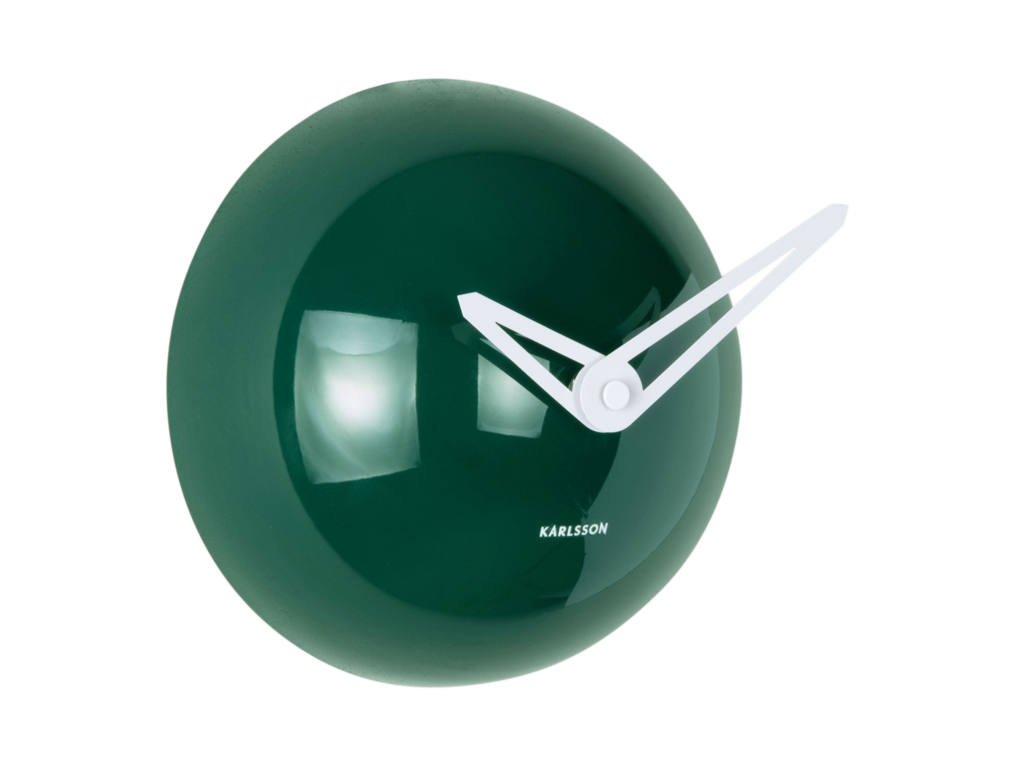 Horloge murale rétro avec boîtier rond vert brillant et aiguilles blanches, Karlsson