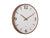 Horloge murale avec cadre aspect bois, cadran blanc et aiguilles dorées