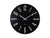 Horloge murale ronde noire sans cadre, chiffres/index bâtons et aiguilles blancs