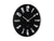 Horloge murale ronde noire sans cadre avec index et aiguilles blancs en bâtons