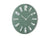 Horloge murale sans cadre avec cadran rond vert, chiffres et aiguilles argentés