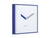 Horloge murale carrée avec cadre bleu, cadran blanc et aiguilles