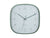 Horloge murale carrée avec cadre vert et cadran blanc, aiguilles métalliques claires