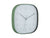 Horloge murale carrée vert jungle avec cadran blanc et aiguilles en métal