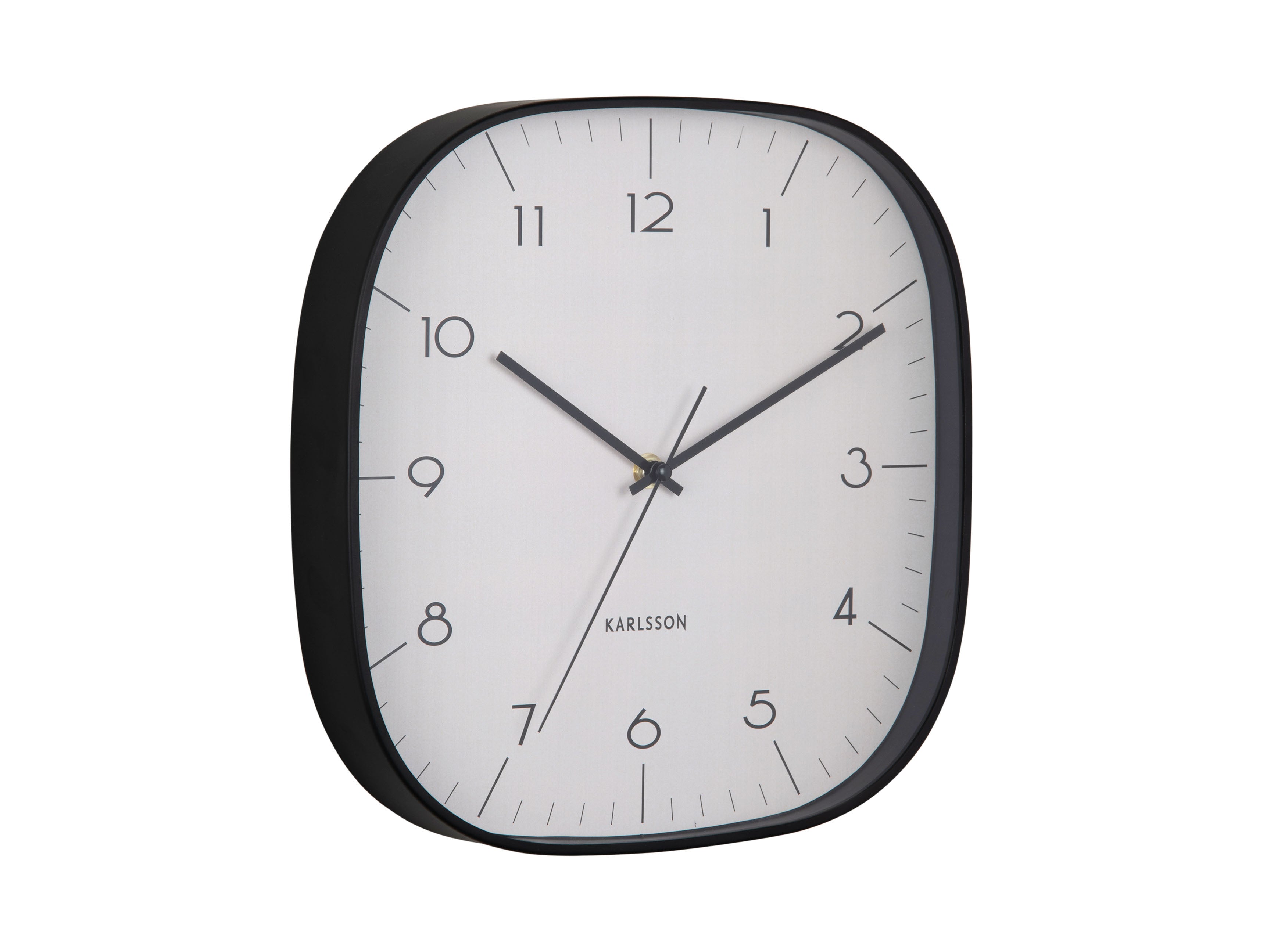 Horloge murale avec cadre rond en aluminium, cadran blanc et aiguilles noires