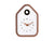 Horloge murale en forme de maison, cadre brun moka, aiguilles dorées, cadran noir, chiffres blancs