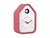 Coucou design maison avec cadre bordeaux et cadran blanc, ouverture ronde sur le dessus