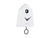 Horloge murale blanche en forme de coucou, design maisonnette, cadran noir et balancier.