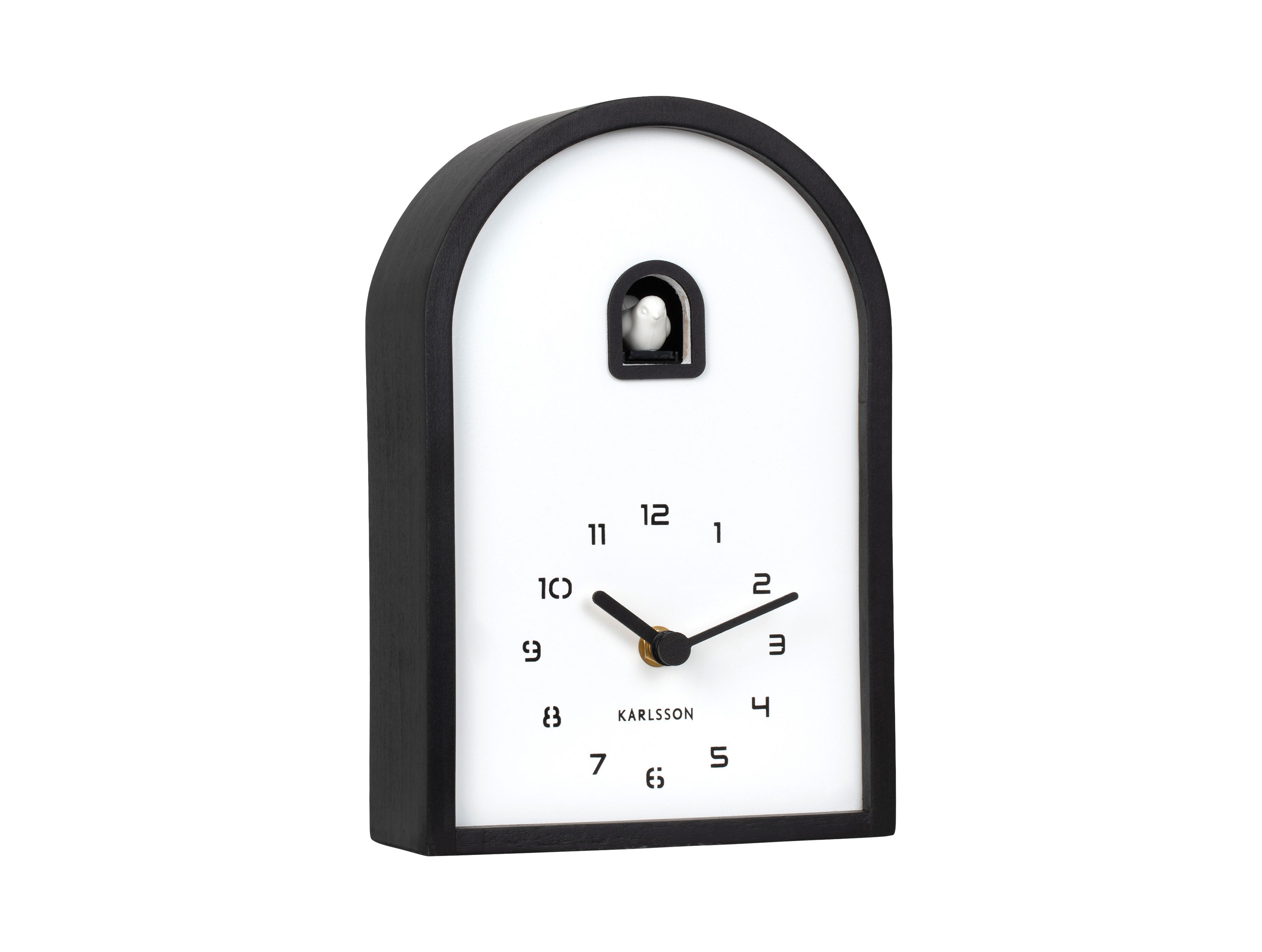 Horloge murale Karlsson en bois noir, boîtier bombé avec cadran blanc