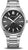 Montre homme avec cadran noir et bracelet en acier inoxydable, affichage analogique de l'heure