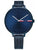 Tommy Hilfiger Damenuhr mit blauem Zifferblatt, Meshband und rotem-blaum Logo
