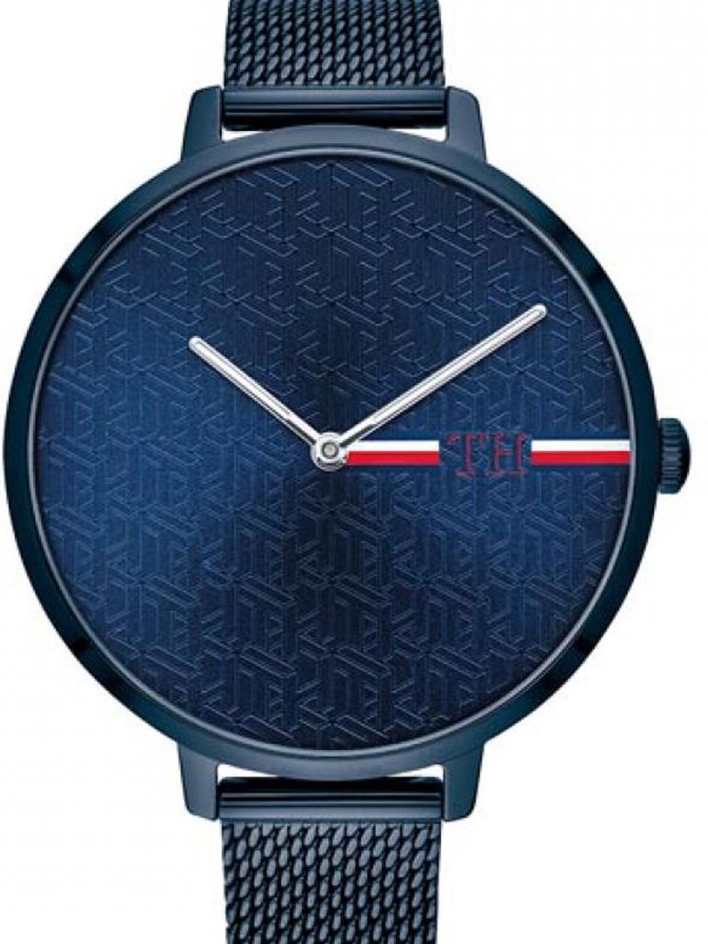 Tommy Hilfiger Damenuhr mit dunkelblauem Meshband und blauem Zifferblatt