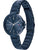 Damenarmbanduhr mit dunkelblauem Zifferblatt und Gliederarmband, seitliche Ansicht