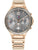 Tommy Hilfiger Damenuhr mit roségoldfarbenem Metallband, grauem Zifferblatt und Chrono-Subdials