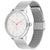Tommy Hilfiger Layla Uhr: silbernes Mesh-Armband, weißes Zifferblatt mit 3 Hilfszifferblättern