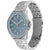 Tommy Hilfiger Damenarmbanduhr, blaues Zifferblatt, silbernes Edelstahlarmband
