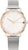 Bracelet de montre pour femme avec bracelet en maille argentée, lunette or rose et cadran clair