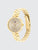 Tommy Hilfiger Damenuhr mit goldfarbenem Edelstahlarmband und rundem grau-goldenen Ziffernblatt