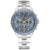 Tommy Hilfiger Damenuhr mit blauem Zifferblatt, Chronograph-Optik und Edelstahlarmband
