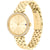 Runde Goldarmbanduhr für Damen mit Ziffernblatt, Strass-Lünette und Gliederarmband