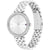 Silberfarbene Armbanduhr für Damen mit weißem Zifferblatt, Zirkonia-Besatz und Gliederarmband