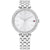 Tommy Hilfiger Damenarmbanduhr: silbernes Metallband, weißes Zifferblatt, Zirkonia-Lünette