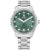 Tommy Hilfiger Damenarmbanduhr: silbernes Armband, grünes Zifferblatt, Kristallbesatz