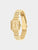 Tommy Hilfiger Damenuhr mit goldfarbenem Metallarmband und eckigem Zifferblatt