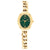 Tommy Hilfiger Damenarmbanduhr, ovales goldfarbenes Gehäuse, grünes Zifferblatt, Kettenarmband