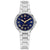 Tommy Hilfiger Damenarmbanduhr: blaues Zifferblatt, goldene Zeiger, Metallarmband