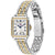 Tommy Hilfiger Damenarmbanduhr mit zweifarbigem Edelstahlarmband, quadratisches Zifferblatt