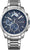 Bracelet de montre pour homme en acier inoxydable, cadran bleu et sous-cadrans chronographes
