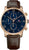 Bracelet de montre pour homme en cuir marron avec cadran bleu et boîtier doré
