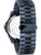 Herrenarmbanduhr Rückseite mit silbernem Gehäuse und Gravur, schwarzes Edelstahlband