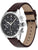 Tommy Hilfiger Herrenarmbanduhr mit schwarzem Zifferblatt, braunem Lederarmband, silbernen Knöpfen