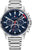 Montre Tommy Hilfiger pour homme avec bracelet en acier inoxydable argenté, cadran bleu et design chronographe