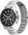 Bracelet de montre pour homme avec bracelet en métal argenté et cadran noir, couronne latérale