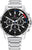Bracelet de montre pour homme avec bracelet en métal argenté et cadran noir, aspect chronographe