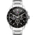 Tommy Hilfiger Herrenarmbanduhr mit schwarzem Zifferblatt, Chronograph und Metallband