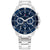 Herrenarmbanduhr mit blauem Zifferblatt, Edelstahlband und Multifunktions-Subdials.