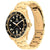 Tommy Hilfiger Quarzuhr, goldfarbenes Gliederarmband, schwarzes Zifferblatt mit GMT