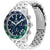 Tommy Hilfiger Herrenarmbanduhr, blaues Chronographen-Zifferblatt, grüne Akzente, Stahlarmband