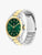 Herrenuhr mit grünem Zifferblatt und zweifarbigem Edelstahlarmband, Quarzwerk
