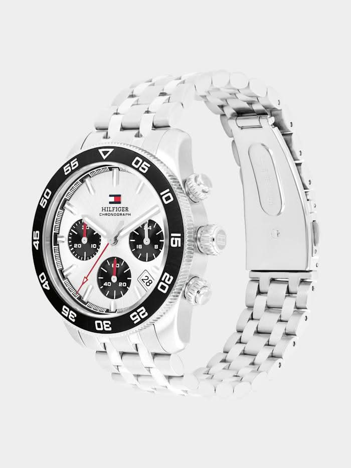 Tommy Hilfiger TH85 Monogram 1792215 Herren • Japanisches Chronographenwerk • Edelstahl-Armband