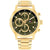 Tommy Hilfiger Herrenarmbanduhr Rocky mit Quarzwerk, goldfarbenes Edelstahlband, schwarzes Zifferblatt