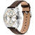 Herren-Chronograph mit braunem perforiertem Lederarmband, sichtbare Kante und Nähte